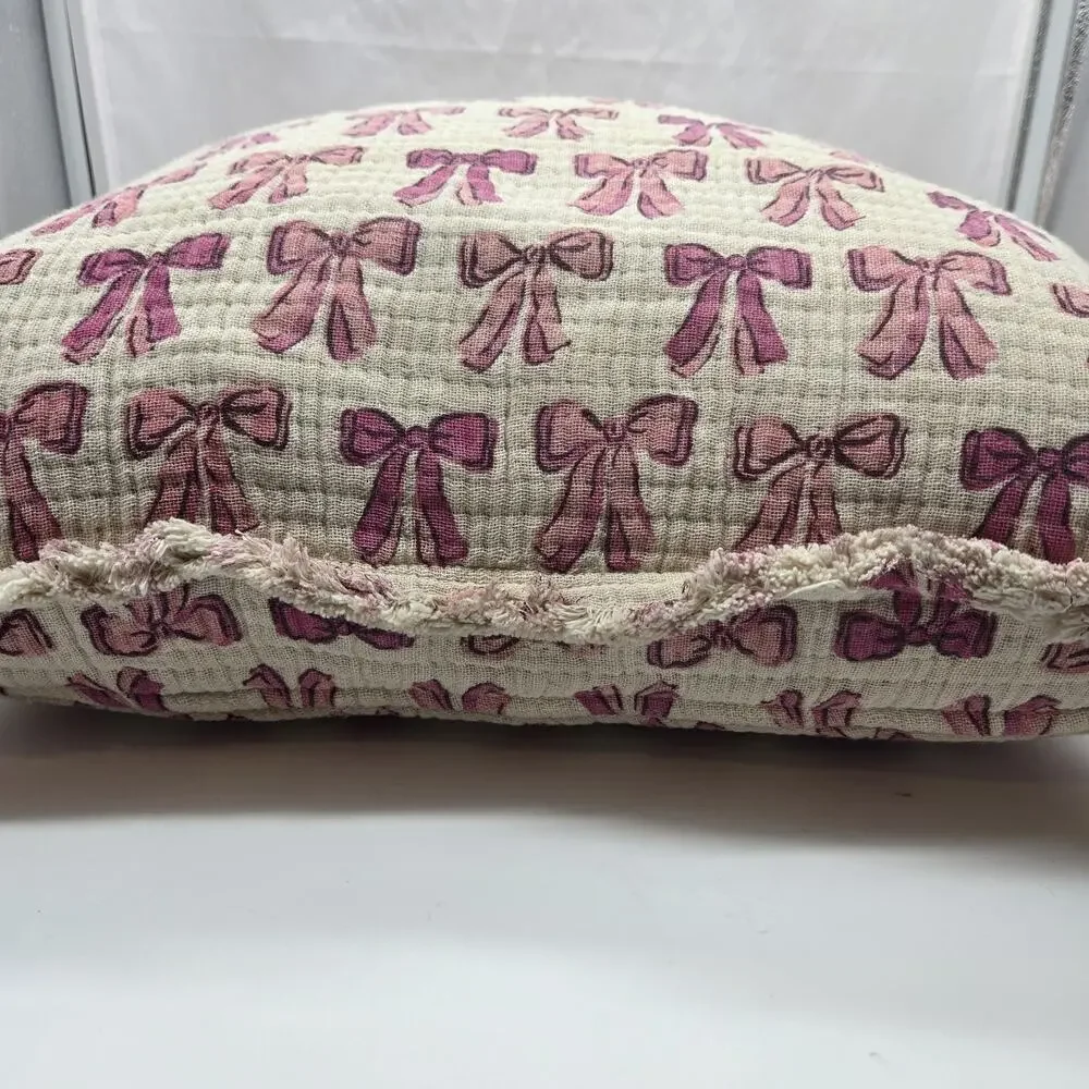 Style Happy Pink Ribbon Coquette Balletcore Pillow 20x20